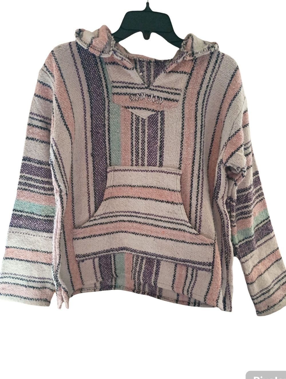 Iguana Jack Ron Jon Baja Hoodie - Drug Rug - Pastel Pink/Purple/Blue Size Small